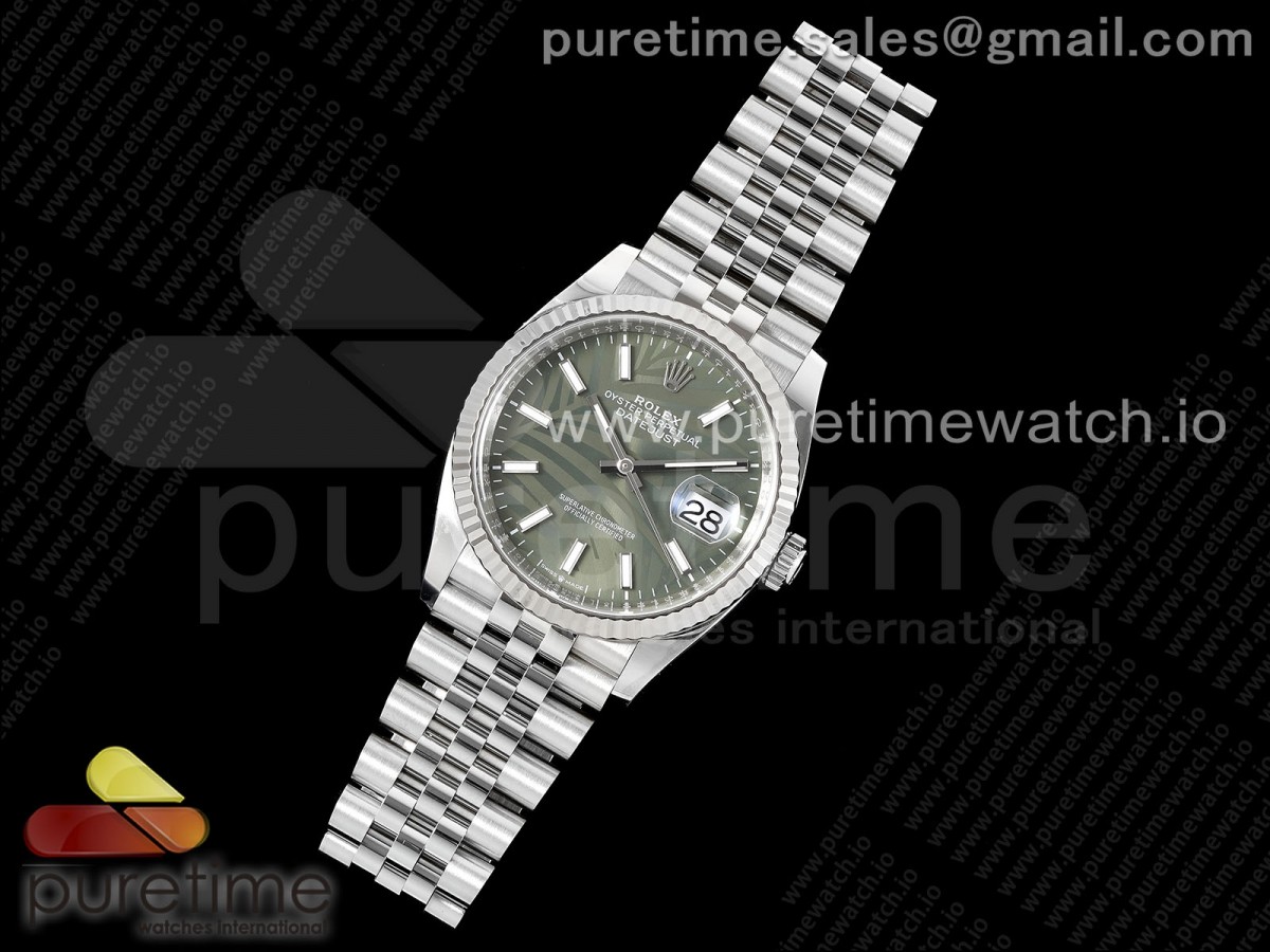 클린공장 데이저스트36mm 126234 그린팜다이얼 플루티드 쥬빌레 DateJust 36 126234 Clean 11 Best Edition 904L Steel Green Leaf Dial on Jubilee Bracelet VR3235