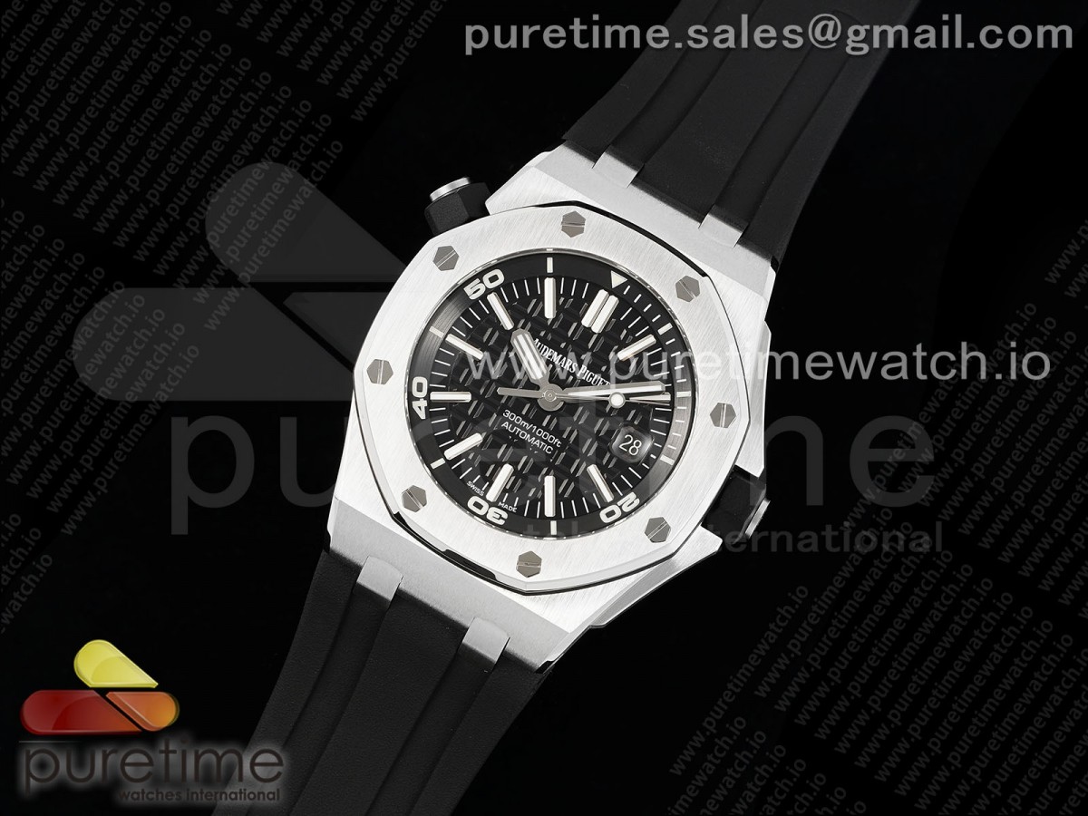 ZF공장 오데마피게 로얄오크 오프쇼어 다이버 15703 블랙 최신 Royal Oak Offshore Diver 15703 ZF 11 Best Edition Black Dial on Black Rubber Strap SA3120 Super Clone V2
