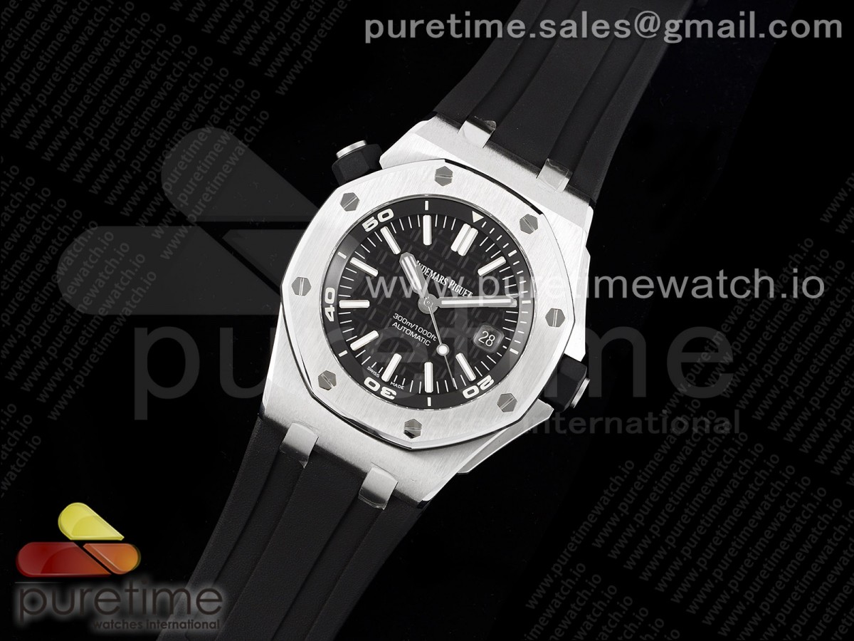 ZF공장 오데마피게 로얄오크 오프쇼어 다이버 15710 블랙 최신 Royal Oak Offshore Diver 15710 ZF 11 Best Edition Black Dial on Black Rubber Strap SA3120 Super Clone V2