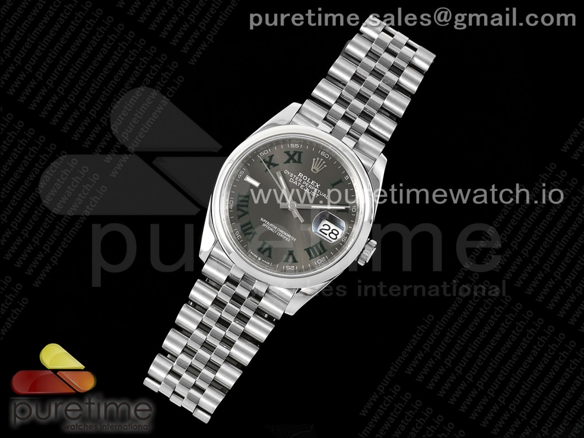 VS공장 롤렉스 데이저스트 36미리 돔베젤 윔블던 쥬빌레 DateJust 36 SS 126200 VSF 11 Best Edition 904L Steel Gray Dial Green Roman on Jubilee Bracelet VS3235