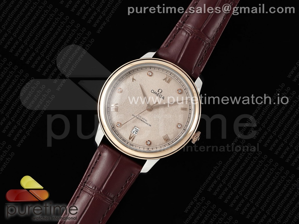MK공장 오메가 드빌 데이트 브라운다이얼 로즈골드 De Ville Date RG MKF 11 Best Edition Brown Textured Dial Diamonds Marker on Brown Leather Strap A8800