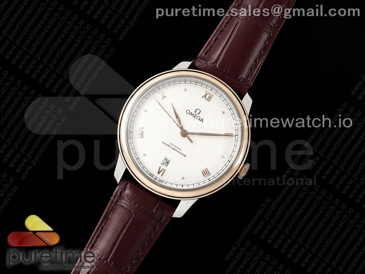 MK공장 오메가 드빌 데이트 화이트다이얼 로즈골드 De Ville Date RG MKF 11 Best Edition White Dial Roman Marker on Brown Leather Strap A8800