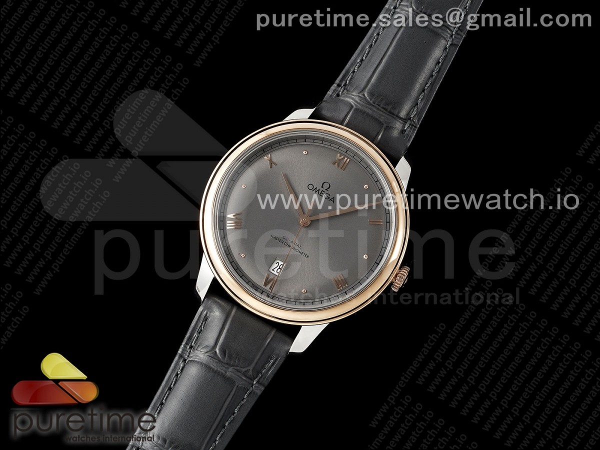 MK공장 오메가 드빌 데이트 그레이다이얼 로즈골드 De Ville Date RG MKF 11 Best Edition Gray Dial Roman Marker on Gray Leather Strap A8800