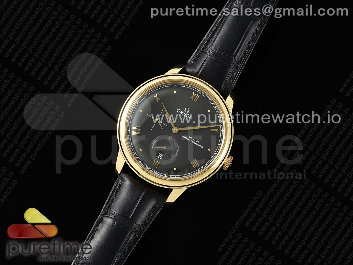 MK공장 오메가 드빌 데이트 블랙 다이얼 로즈골드 De Ville Power Reserve YG MKF 11 Best Edition Black Dial on Black Leather Strap A8810