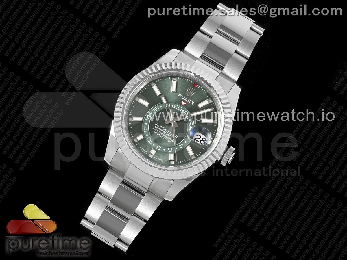 ZF공장 롤렉스 스카이드웰러 그린 오이스터 Sky-Dweller 326934 904L SS ZF 11 Best Edition Green Dial on SS Bracelet A2824