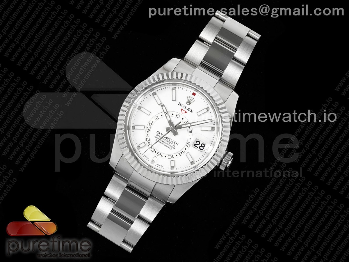ZF공장 롤렉스 스카이드웰러 화이트 오이스터 Sky-Dweller 326934 904L SS ZF 11 Best Edition White Dial on SS Bracelet A2824