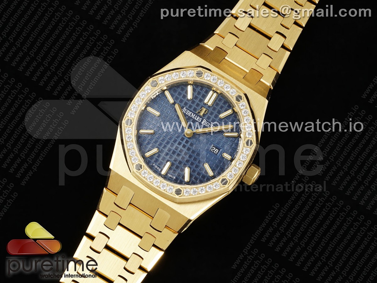 ZF공장 오데마피게 로얄오크 레이디 33미리 Lady Royal Oak 33mm YG ZF 11 Best Edition Blue Dial Diamonds Bezel on YG Bracelet ETA Quartz
