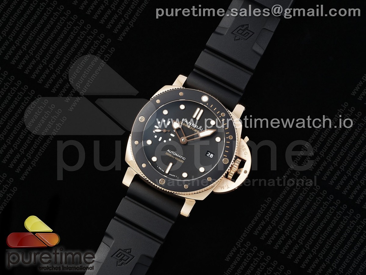 VS공장 파네라이 PAM2164 Submersible 42mm VSF Best Edition Black Dial on Black Rubber Strap P900