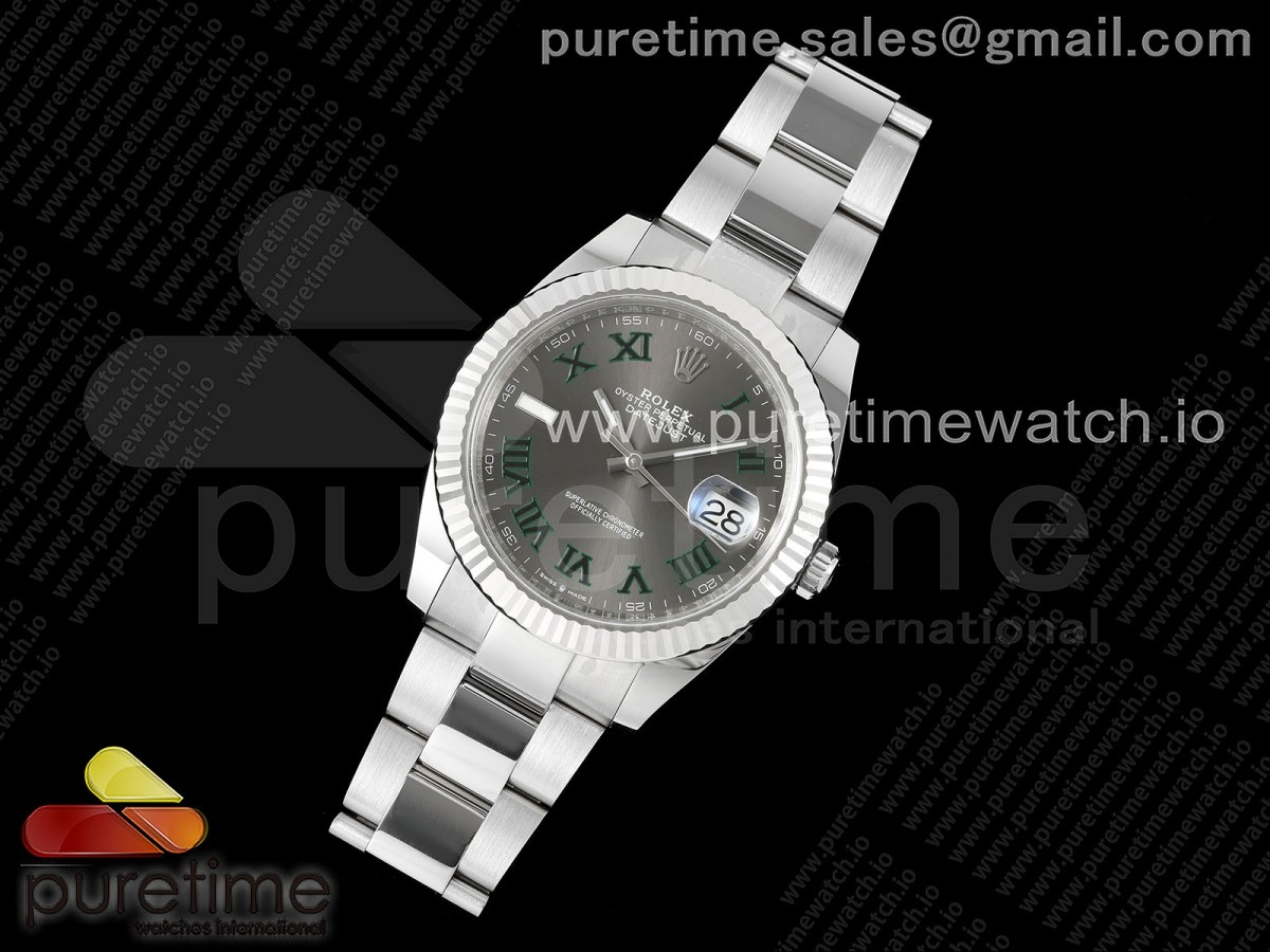 C플러스공장 롤렉스 데이저스트 41미리 DateJust 41 126334 C+F 11 Best Edition 904L Steel Gray Dial Green Roman on SS Oyster Bracelet VR3235