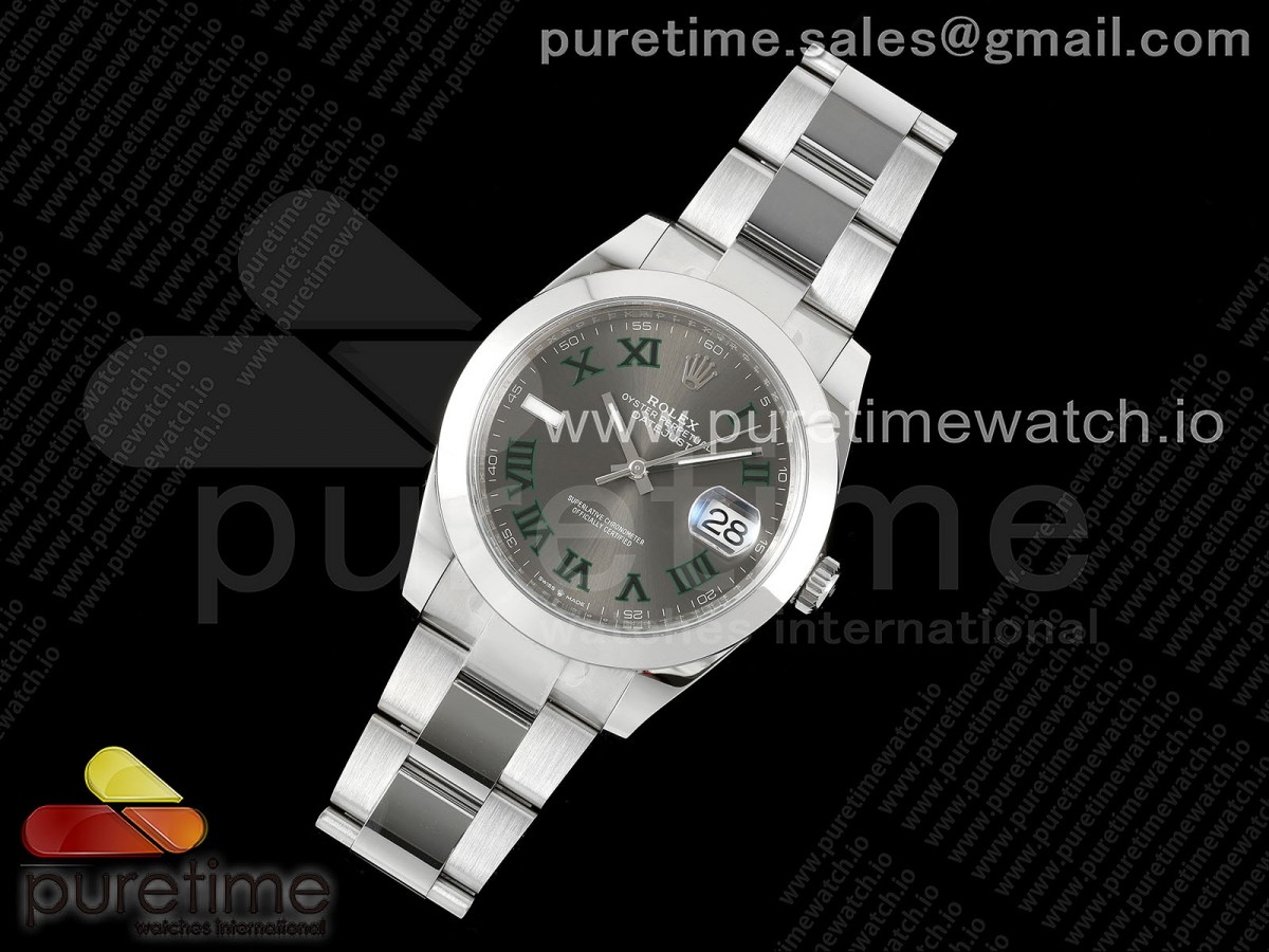 C플러스공장 롤렉스 데이저스트 41미리 DateJust 41 126330 C+F 11 Best Edition 904L Steel Gray Dial Green Roman on SS Oyster Bracelet VR3235