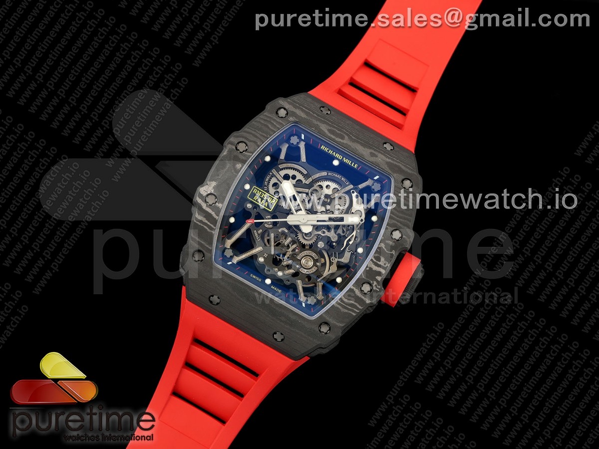 ZF공장 리차드밀 최신버전 RM035-02 NTPT ZF 11 Best Edition Skeleton Dial on Red Rubber Strap RMAL1 Super Clone V6