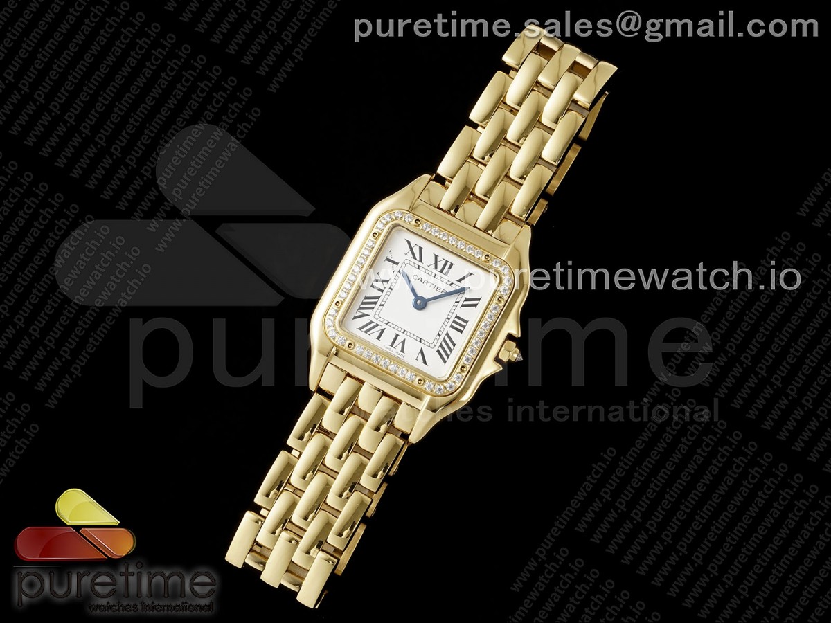 AF공장 까르띠에 팬더 27미리 Panthère Ladies 27mm YG AF 11 Best Edition White Dial Diamonds Bezel on YG Bracelet Ronda Quartz