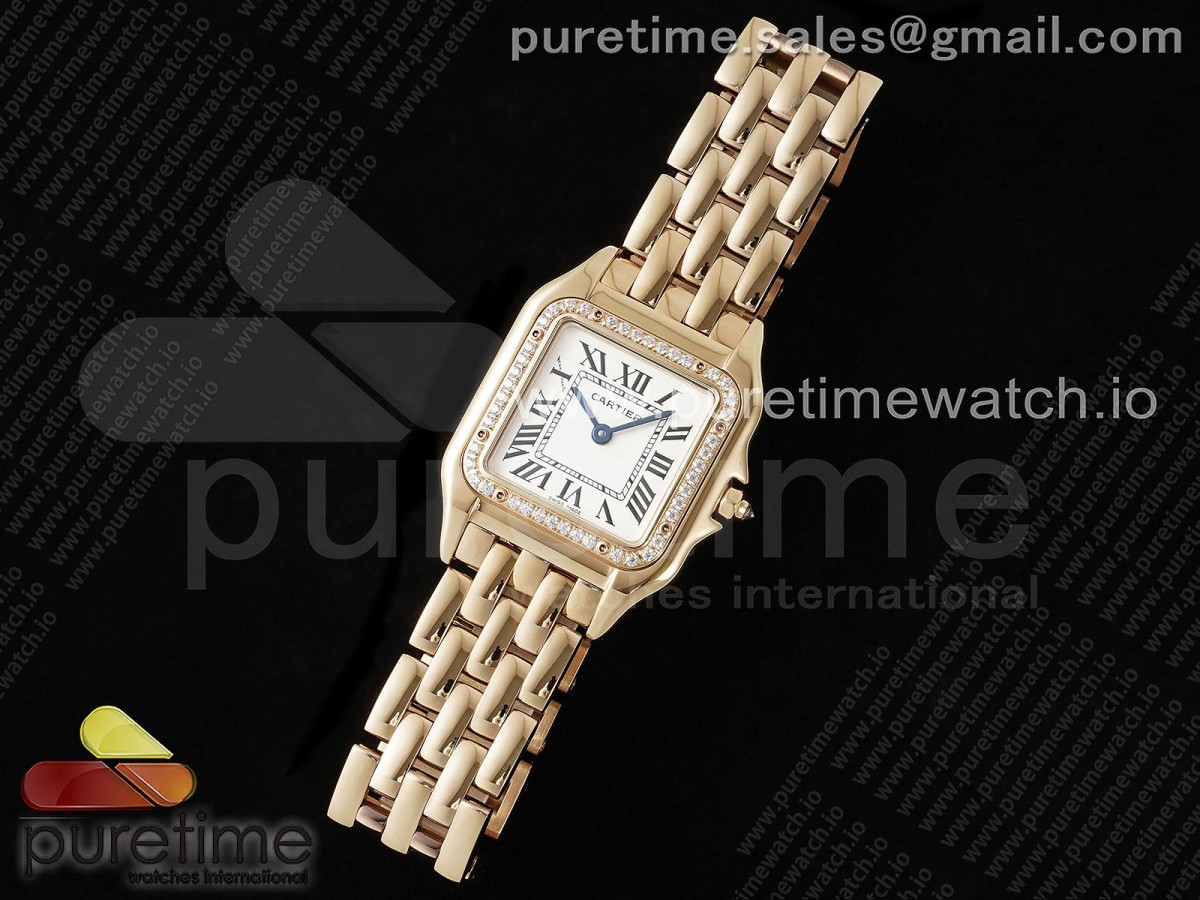 AF공장 까르띠에 팬더 27미리 Panthère Ladies 27mm RG AF 11 Best Edition White Dial Diamonds Bezel on RG Bracelet Ronda Quartz