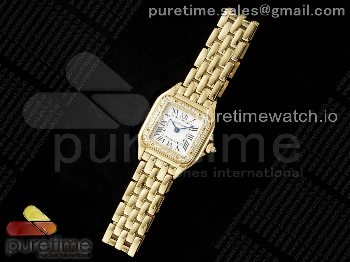 AF공장 까르띠에 팬더 22미리Panthère Ladies 22mm YG AF 11 Best Edition White Dial Diamonds Bezel on YG Bracelet Ronda Quartz