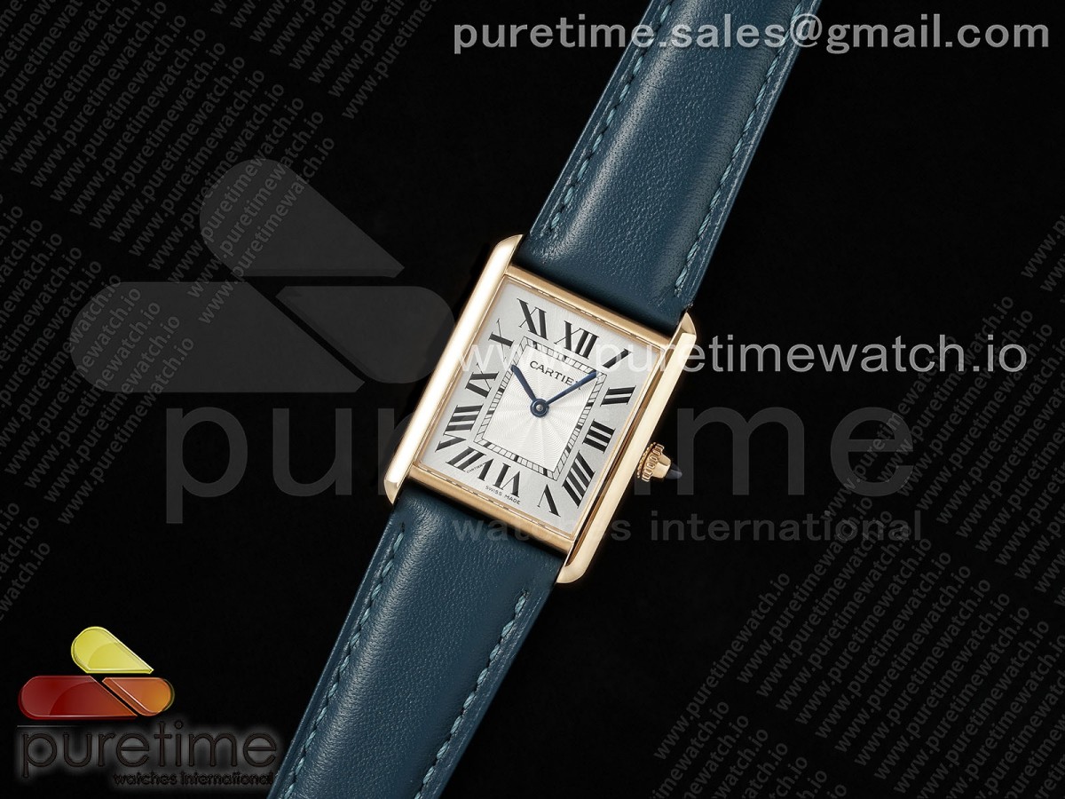 AF공장 까르띠에 탱크머스트 25.5미리 라지사이즈 로즈골드Tank Must RG 25.5mm AF 11 Best Edition White Dial on Blue Leather Strap Ronda Quartz