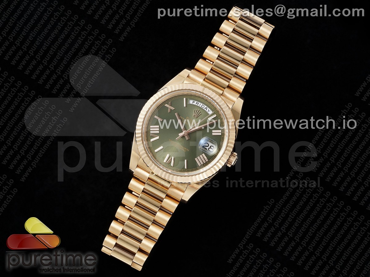 THB공장 롤렉스 데이데이트 40미리 텅스텐 중량UP (정품무게 재현) Day Date 40 RG 228235 THBF 11 Best Edition Green Roman Dial on President Bracelet VR3255 (Gain Weight)