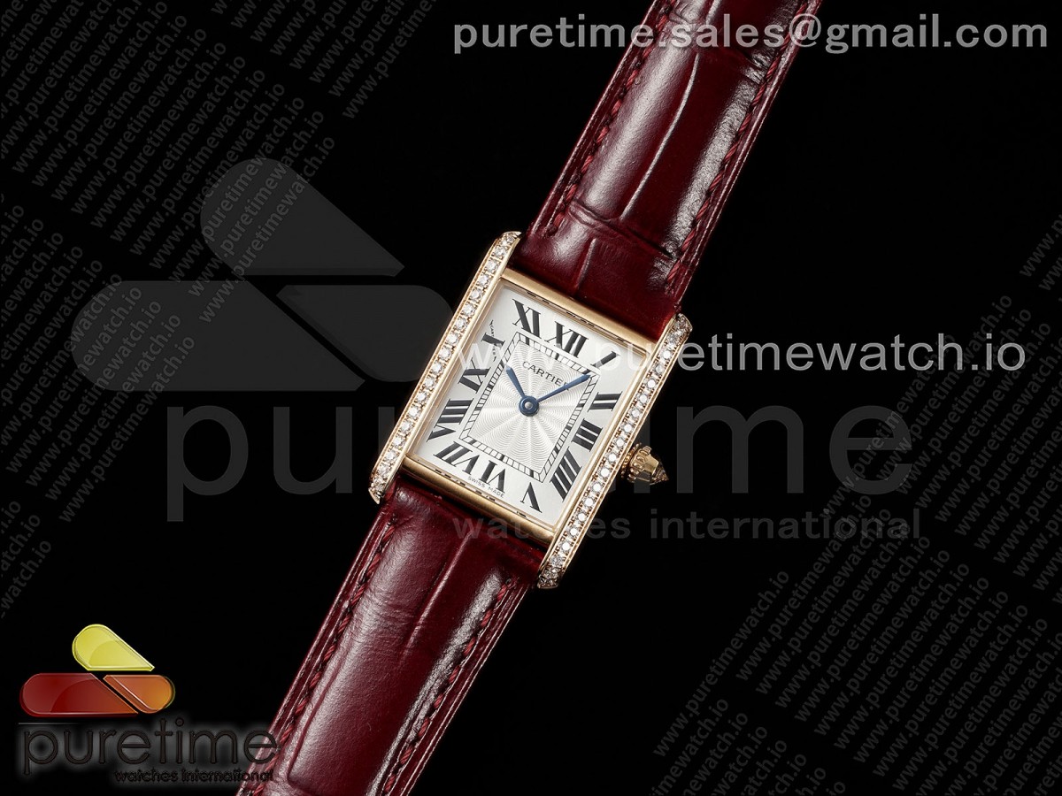 AF공장 까르띠에 탱크머스트 22미리 스몰사이즈 다이아베젤Tank Must RG 22mm AF 11 Best Edition White Dial Diamonds Bezel on Red Leather Strap Ronda Quartz