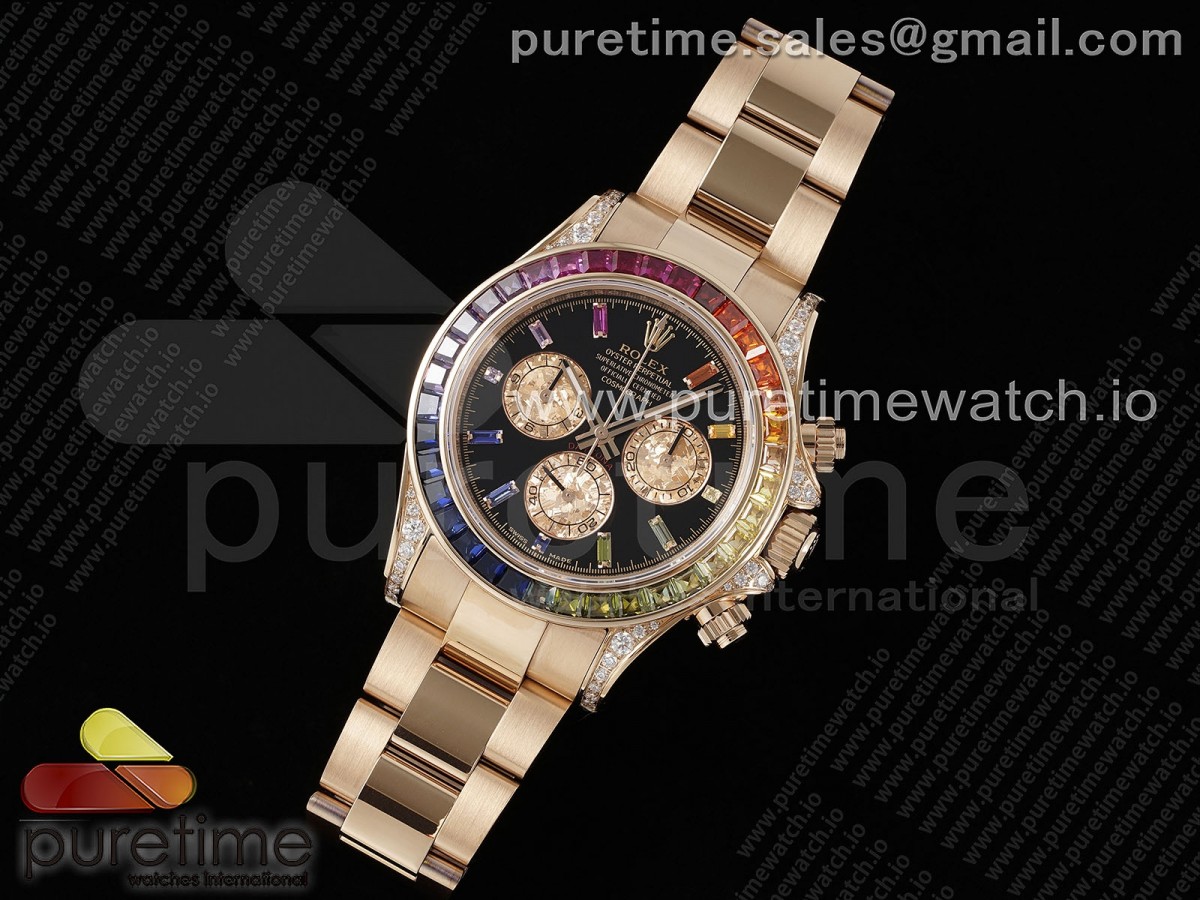 ZF공장 롤렉스 데이토나 레인보우 로즈골드 Daytona 116595RBOW Rainbow ZF 11 Best Edition Black Diamonds Dial on RG Bracelet SH4130