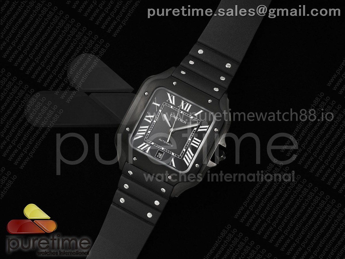 BV공장 까르띠에 산토스 40미리 PVD 러버스트랩 Santos de Cartier 40mm PVD BVF 11 Best Edition Black Dial on Rubber Strap MIYOTA 9019