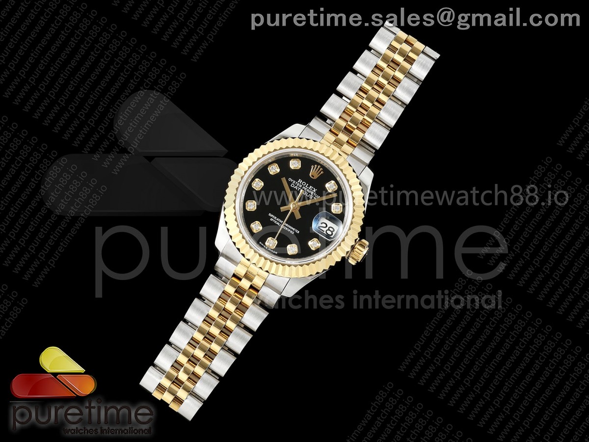JD공장 롤렉스 데이저스트 28미리 여성용 DATEJUST 28 SSYG JDF 11 BEST EDITION BLACK DIAMONDS DIAL ON SSYG PRESIDENT BRACELET A2671