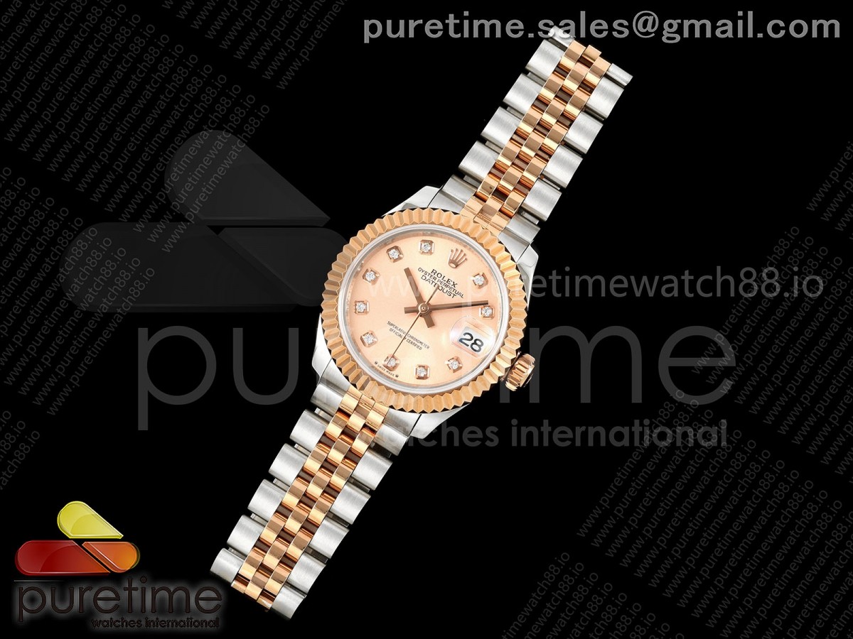 JD공장 롤렉스 데이저스트 28미리 여성용 DATEJUST 28 SSRG JDF 11 BEST EDITION RG DIAMONDS DIAL ON SSRG PRESIDENT BRACELET A2671