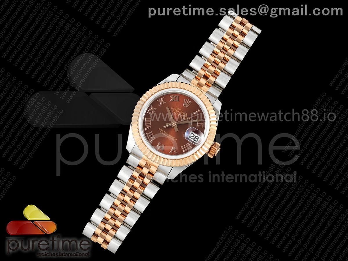 JD공장 롤렉스 데이저스트 28미리 여성용DATEJUST 28 SSRG JDF 11 BEST EDITION BROWN ROMAN DIAL ON SSRG PRESIDENT BRACELET A2671