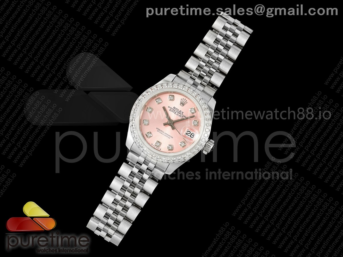 JD공장 롤렉스 데이저스트 28미리 여성용DATEJUST 28 SS JDF 11 BEST EDITION PINK DIAL DIAMONDS BEZEL ON SS PRESIDENT BRACELET A2671