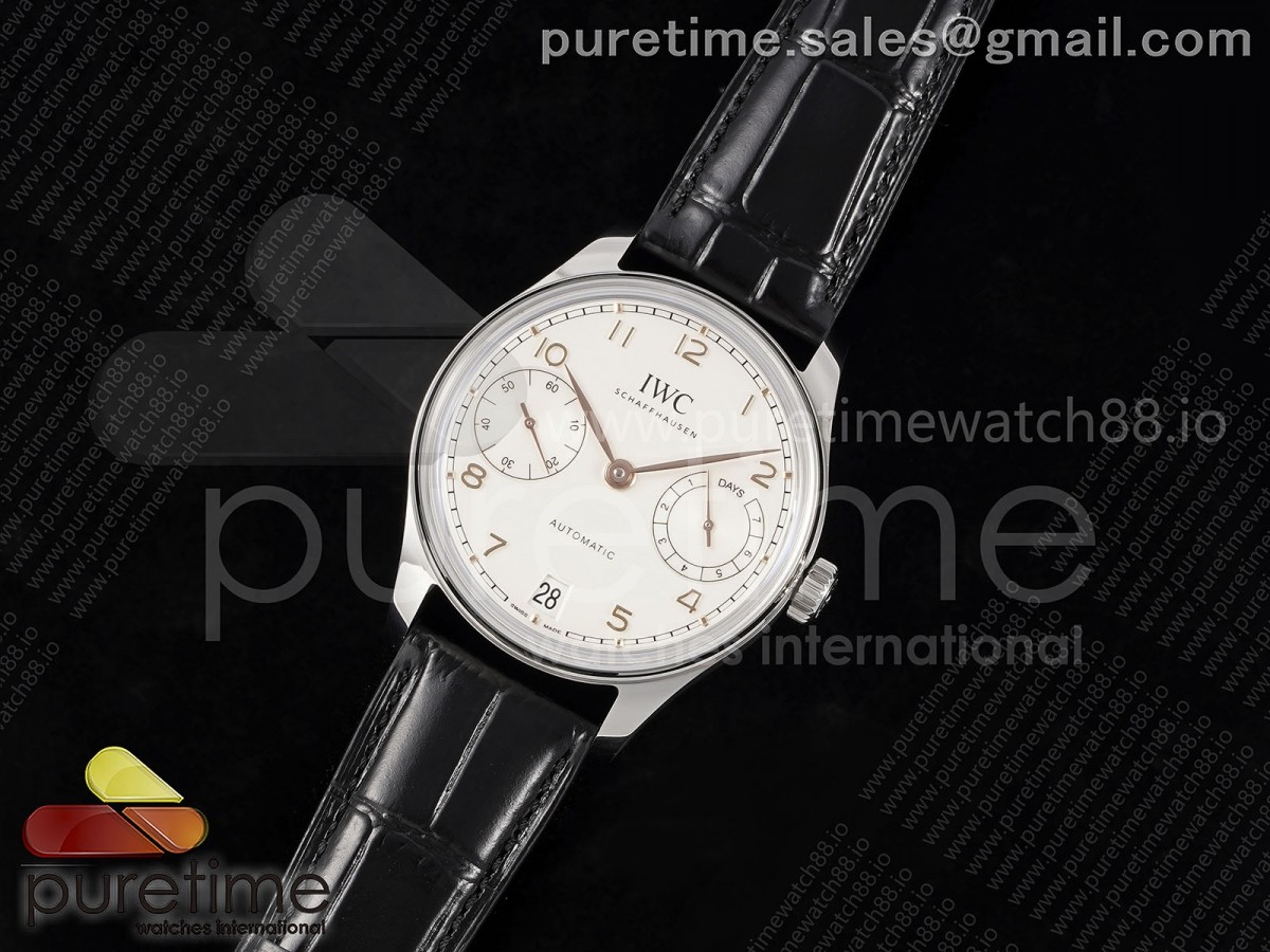 APS공장 IWC 포르투기저 42미리 IW502701 Portugieser Automatic 42mm SS APSF 11 Best Edition White Dial RG Marker on Black Leather Strap A52011