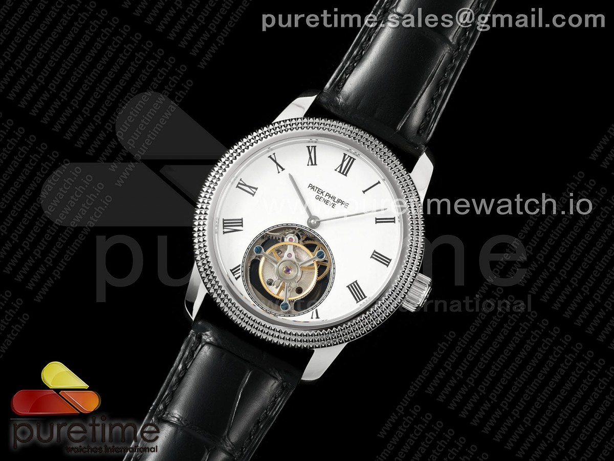 RMS공장 파텍필립 투어빌론PP Tourbillon SS Texuted Bezel RMSF Edition White Dial on Black Leather Strap