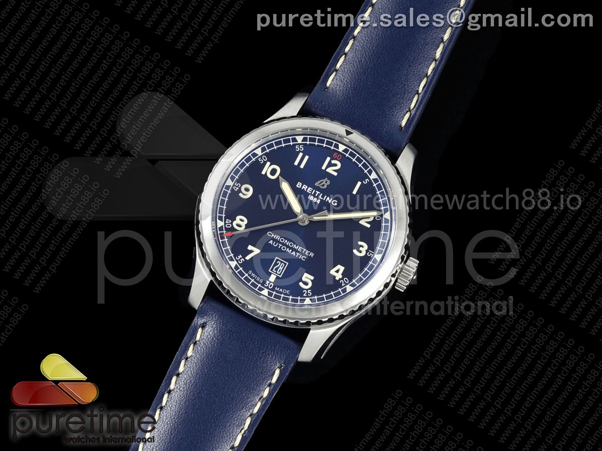 TF공장 브라이틀링 네비타이머8 41미리 블루 Navitimer 8 Automatic 41mm SS TF 11 Best Edition Blue Dial on Blue Leather Strap A2824