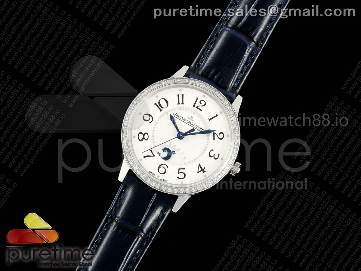 APS공장 예거 랑데뷰 나이트&데이 Rendez-Vous Night & Day SS APSF 11 Best Edition White Dial Diamonds Bezel on Blue Leather Strap SA898