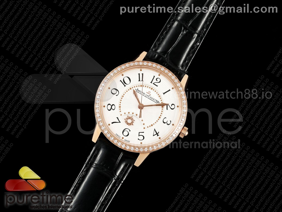 APS공장 예거 랑데뷰 나이트앤데이 Rendez-Vous Night & Day RG APSF 11 Best Edition White Dial Diamonds Bezel on Black Leather Strap SA898