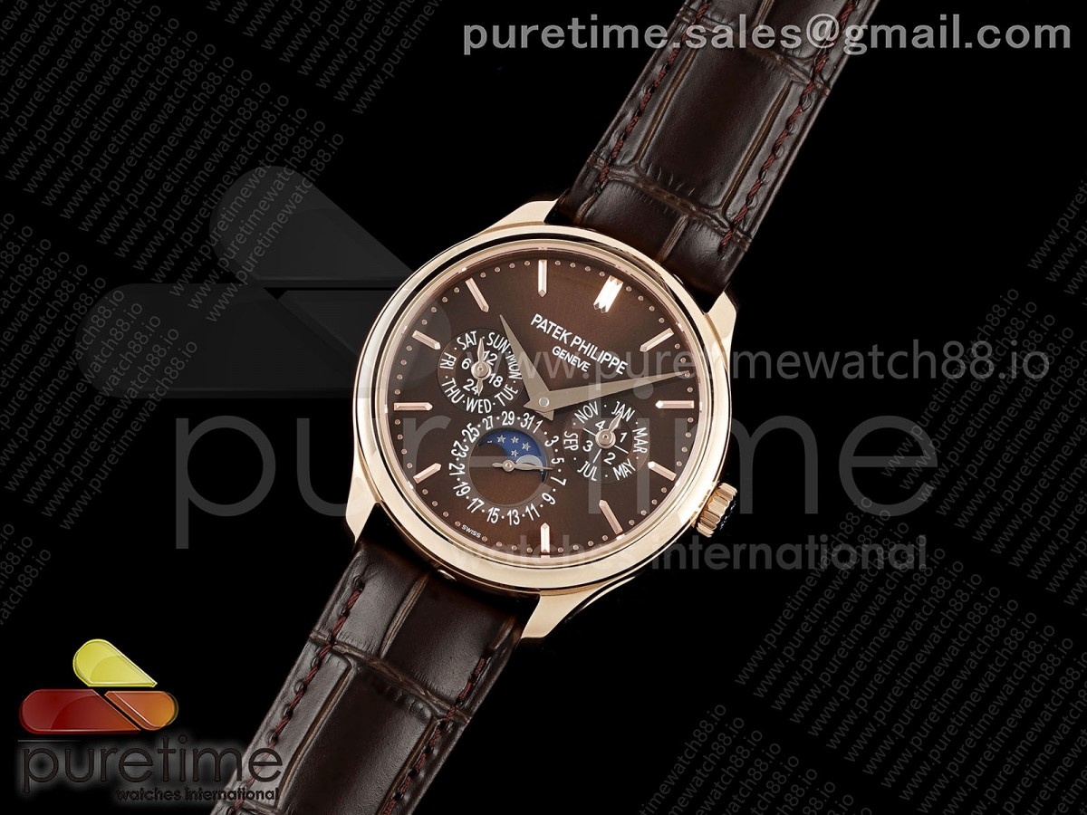 3K공장 파텍필립 퍼페추얼 캘린더 5140 로즈골드 초코다이얼 바인덱스Perpetual Calendar 5140 RG 3KF Best Edition Brown Dial on Brown Leather Strap A240