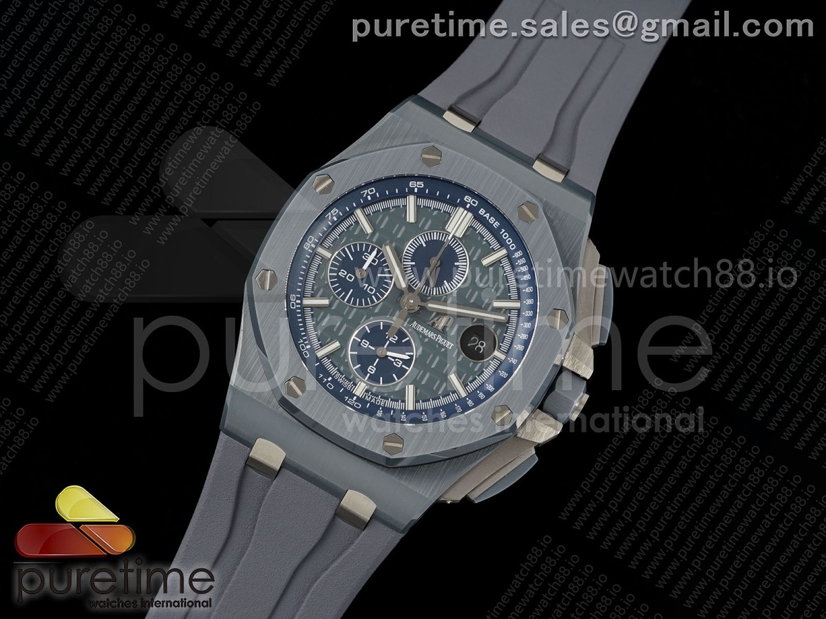 APJ공장 Royal Oak Offshore 44mm Titanium APJF 11 Best Edition Blue Dial on Gray Rubber Strap A3126