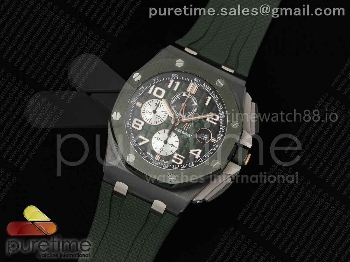 APJ공장 Royal Oak Offshore 44mm Green Ceramic APJF 11 Best Edition Green Dial on Green Rubber Strap A3126