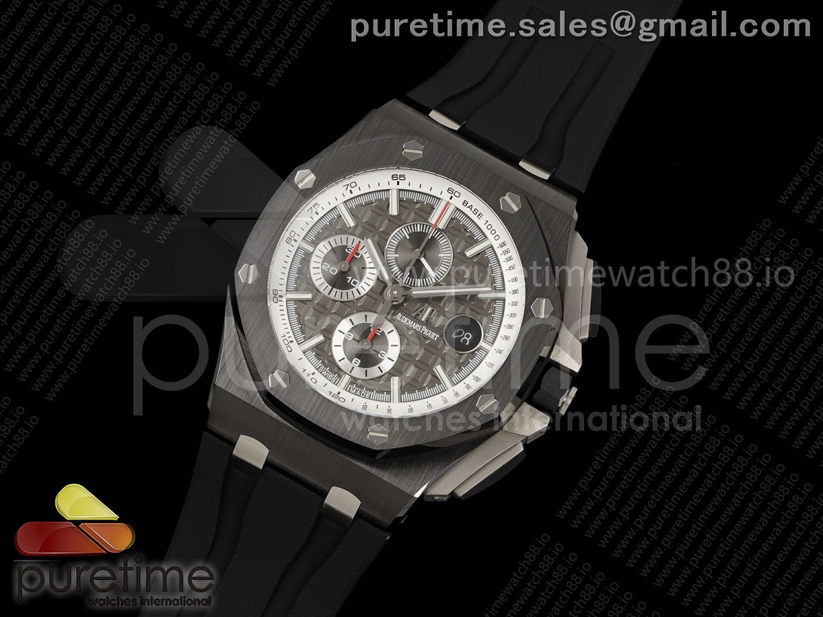 APJ공장 Royal Oak Offshore 44mm Black Ceramic APJF 11 Best Edition Gray Dial on Black Rubber Strap A3126