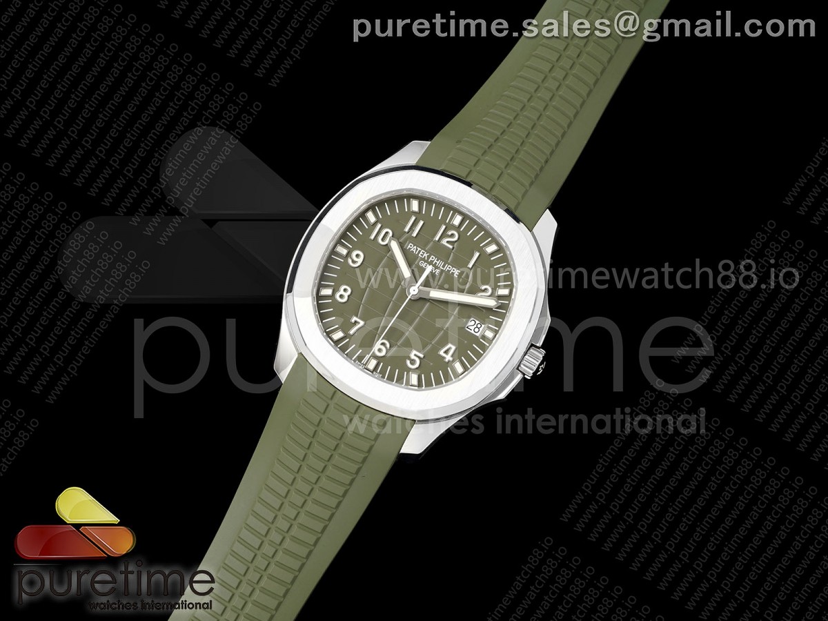 DD공장 아쿠아넛5168G 단동 324 슈퍼클론 무브먼트 Aquanaut 5168G 42mm SS DDF 11 Best Edition Green Dial on Green Rubber Strap DD324 Super Clone (Weighted)