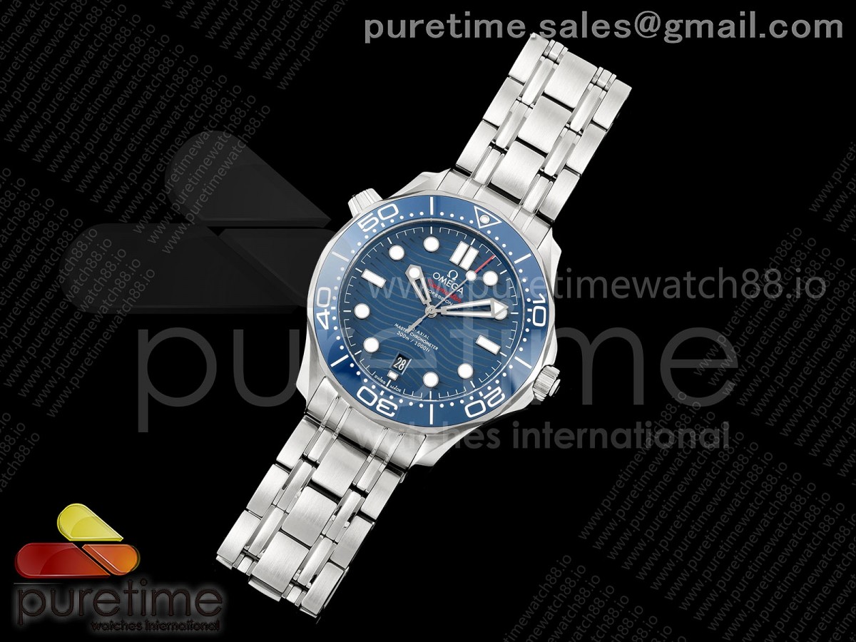 VS공장 오메가 씨마스터 다이버 300 최신버전V4 Seamaster Diver 300M VSF 11 Best Edition Blue Ceramic Blue Dial on SS Bracelet SA8800 Super Clone V4