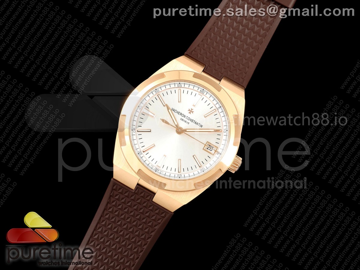 ZF공장 바쉐론 콘스탄틴 오버시즈 4500V 로즈골드 실버 가죽스트랩 Overseas 4500V RG ZF 11 Best Edition Silver Dial on Brown Rubber Strap A5100
