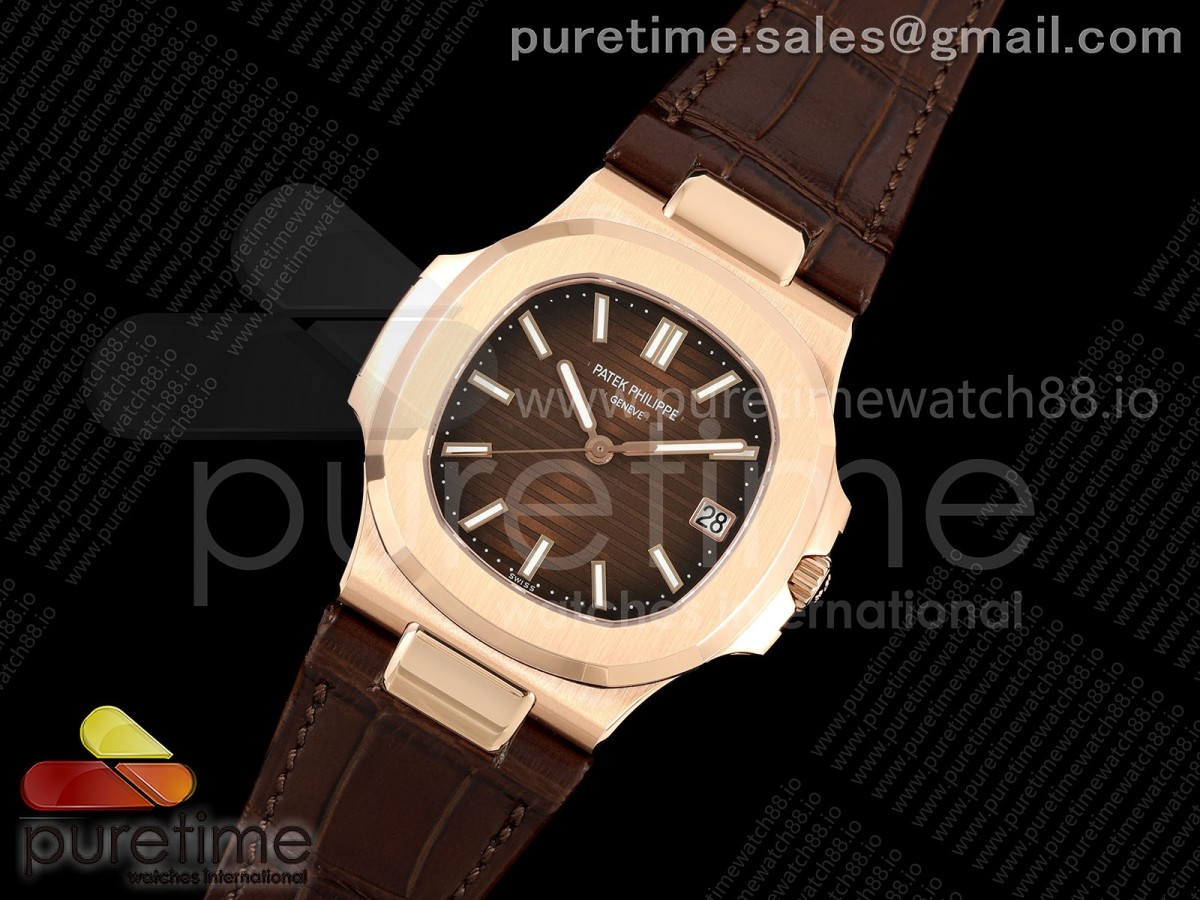 DD공장 노틸러스 5711 로즈골드 330 슈퍼클론 Nautilus 5711 RG DDF 11 Best Edition Brown Dial on Brown Leather Strap DD330 Super Clone (Weighted)